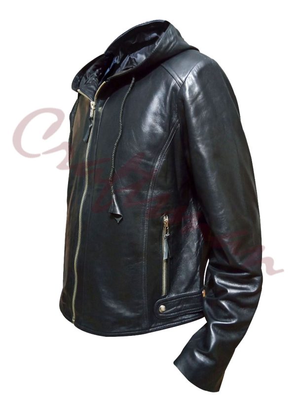 Black Bunny Pointer biker Leather Jacket