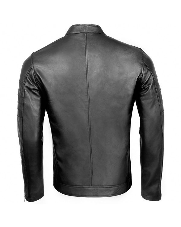 Mens Black Biker Fashion Real Leather Jacket