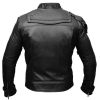 Mens Black Short Collar Biker Genuine Sheepskin Leather Jacket