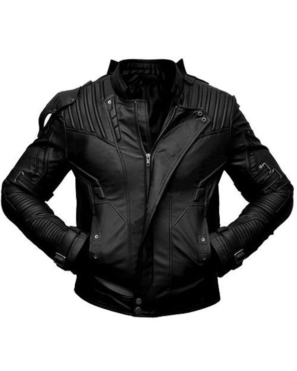 Mens-Black-Short-Collar-Biker-Genuine-Sheepskin-Leather-Jacket