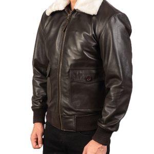 Mens Bomber Real Sheepskin Leather Jacket