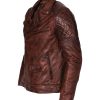 Mens Brown Brando Biker Sheepskin Leather Jacket
