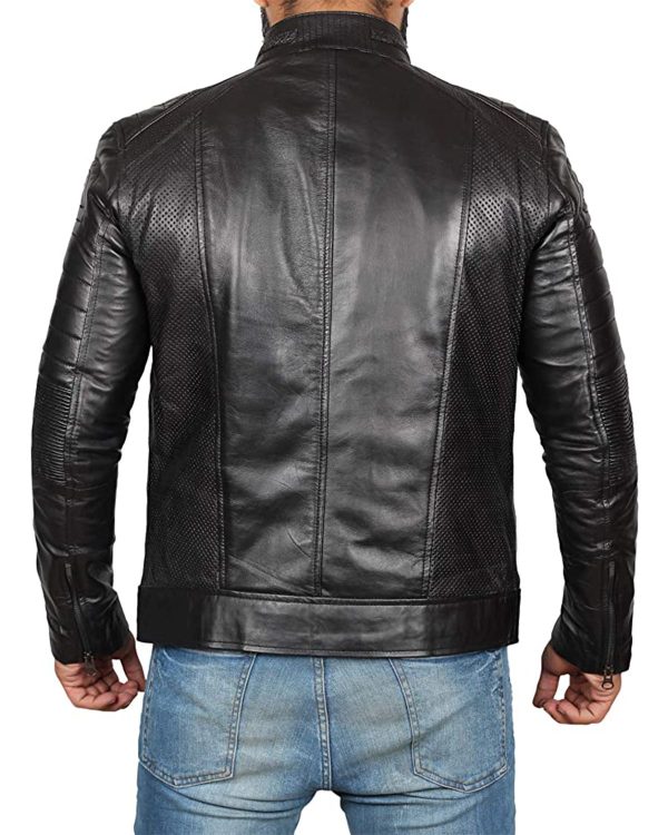 Mens Classic Cafe Racer Biker Real Leather Jacket