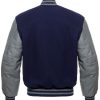 Men’s Blue and Gray Bomber Varsity Jacket