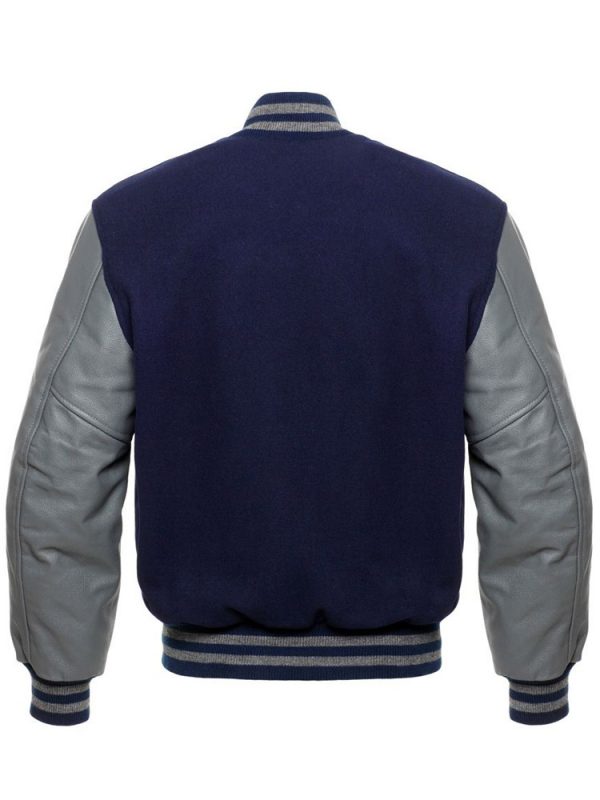 Men’s Blue and Gray Bomber Varsity Jacket