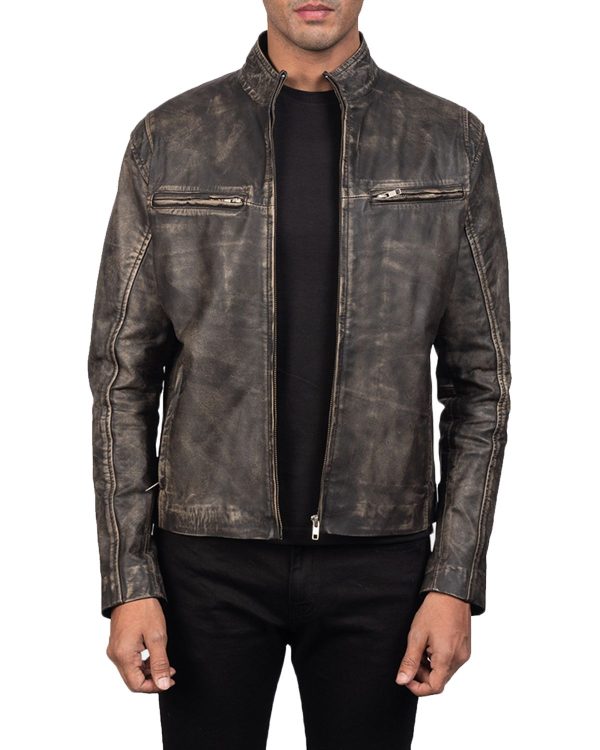 Mens Brown Genuine Sheepskin BIker Leather Jacket