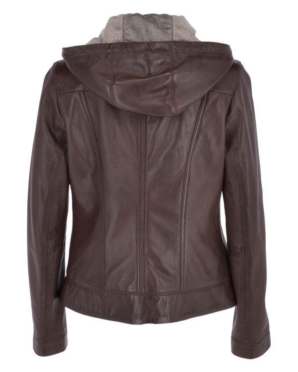 Womens Two In One Leather Hooded Jacket 3