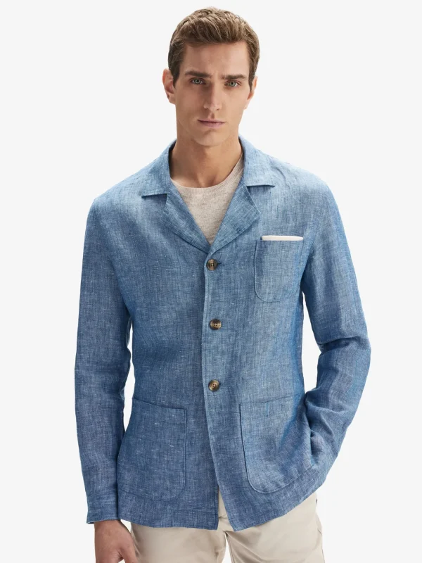 Linen Blue Shirt Jacket 
