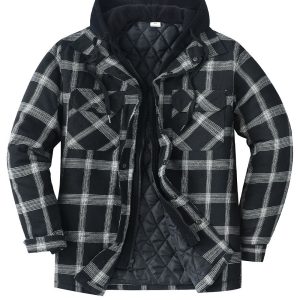 Men's Plaid Hooded Flannel Shirt Jacket