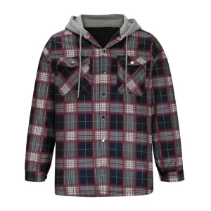 Men's Plaid Quilted Lined Shirt Jacket Flannel
