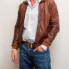 KNIVES OUT BROWN LEATHER DANIEL CRAIG JACKETS